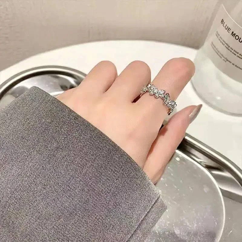 ヘイロー　ジターリング　チタニウム　パープル New Purple Crystal Butterfly Rings for Women Men Hollow