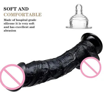 25CM Black Liquid Silicone Huge Dildo Soft Realistic Penis For Vagina G-spot Stimulator Powerful Suction Cup Sex Toys for Woman 4