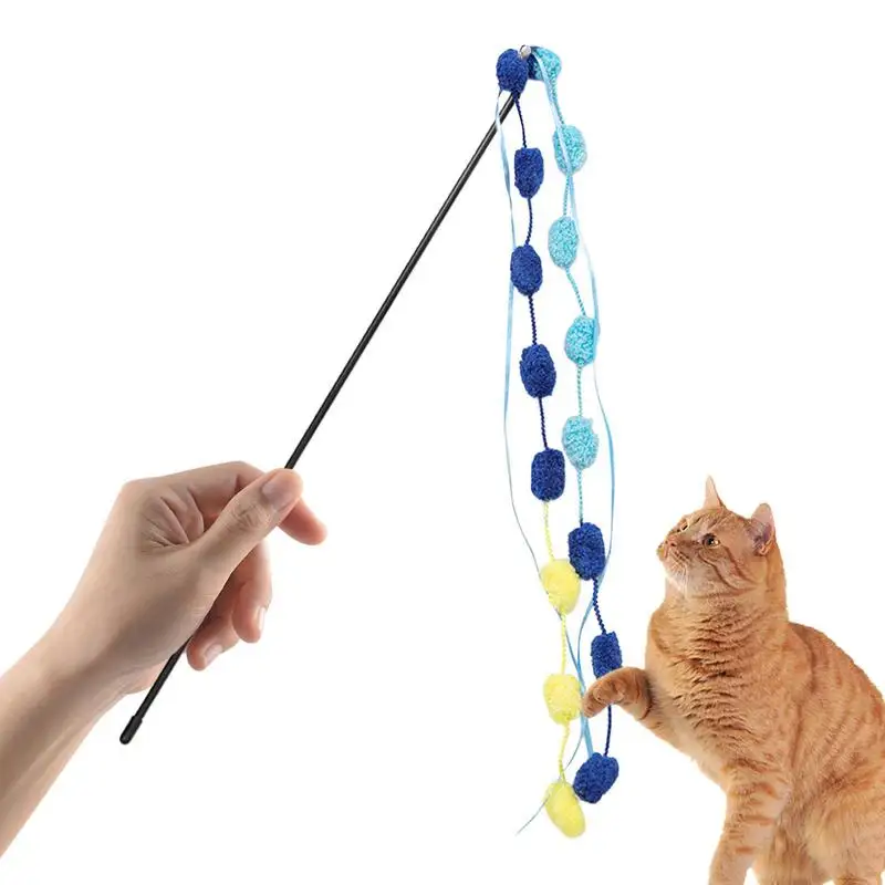 

Colorful Tassel Cat Fishing Pole Toy With Bell Cat String Teaser Stick Toy Kitten Play Interactive Hunting Exercise Pet Product