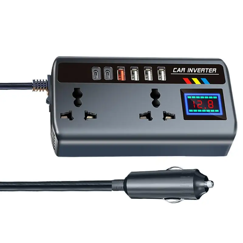 Car Inverter Converter 12V/24V To 220V Fast Charging Ports Portable Automotive Charger Inverter 3 USB Ports Vehicle Inverter