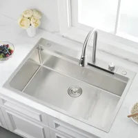 33 Inch Drop In Kitchen Sink With Waterfall Faucet-Kitchen Sink 33×22 Drop In Workstation Kitchen Sink 16 Gauge Stainless 2