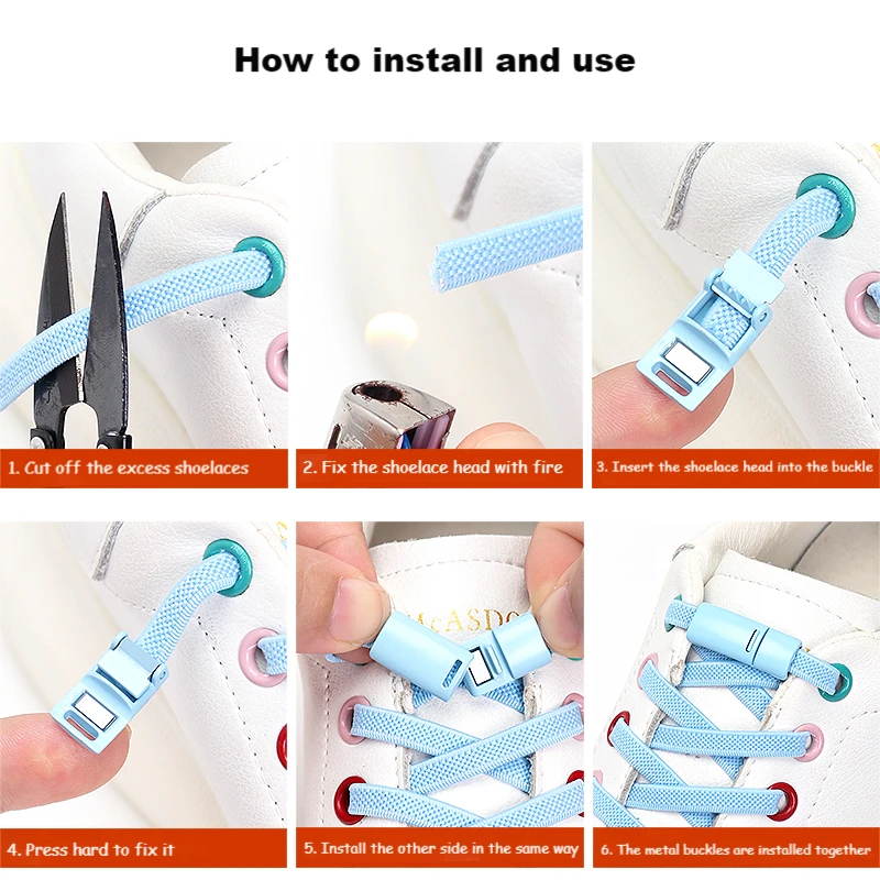 Multicolor Magnetic Lock Laces Sneakers Shoelaces Elastic No Tie Shoelace Kids Adult Quick Tieless Shoe Lace Fits All Shoes Size