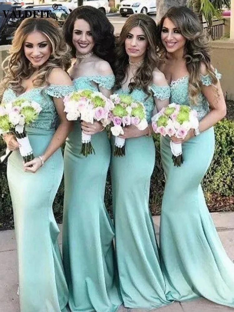 

ANGELSBRIDEP Mint Green Mermaid Bridesmaid Dresses Long Backless Lace Wedding Guest Party Gowns Vestidos De Fiesta Para Boda