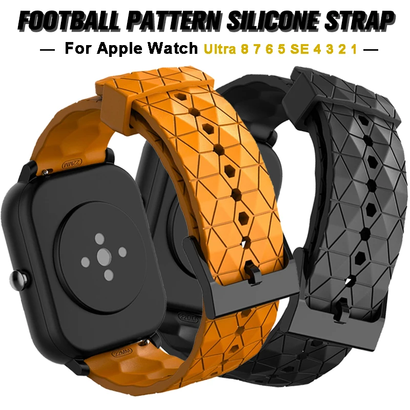 

Football Pattern Band For Apple Watch Ultra 49mm Silicone Wrist Strap 45mm For Iwatch Series 8 7 6 5 4 SE 44mm 40mm Sports belt