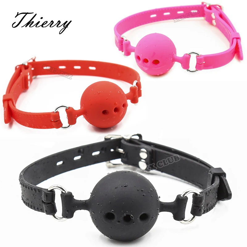 Thierry Fetish Extreme Breathable Silicone Ball Gag Bondage Restraints Open Mouth Gags Adult Game Sex Toys For Couple Size S M L sex party toys erotic sex toy sex toys sex bondage toys