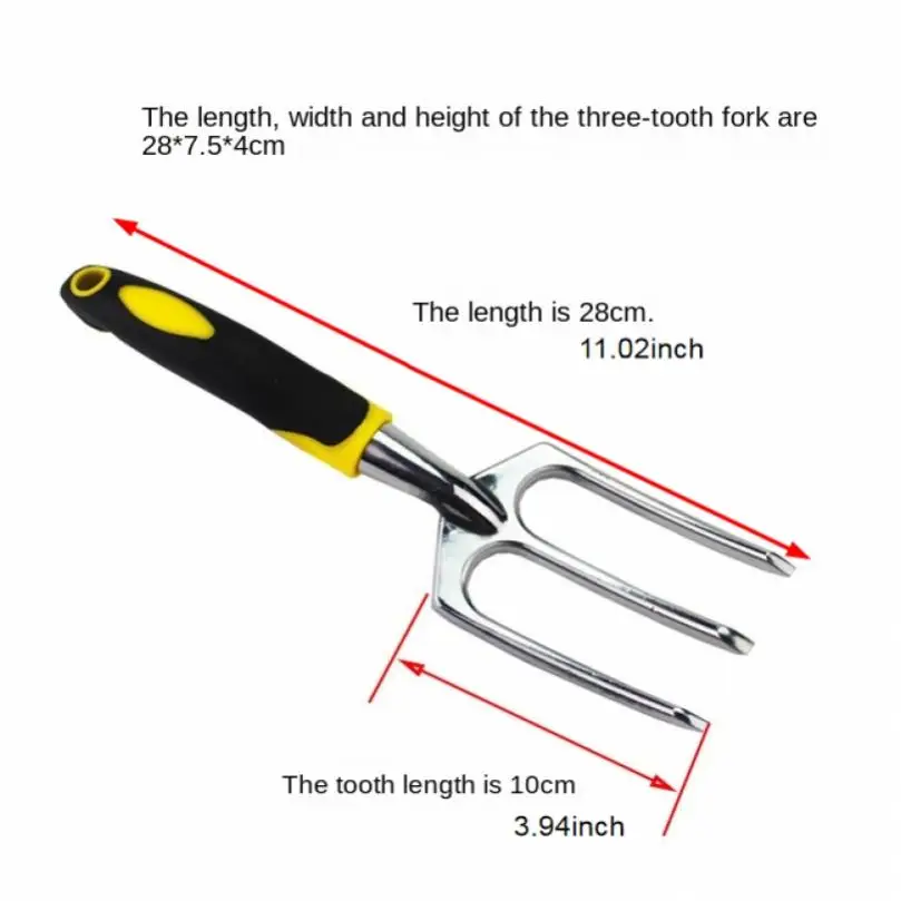Farming Rake Aluminum Alloy Garden Rake Gardening Tool Three Claw Loosening Soil Three Tooth Rake Digging Tool for Removing Weeds