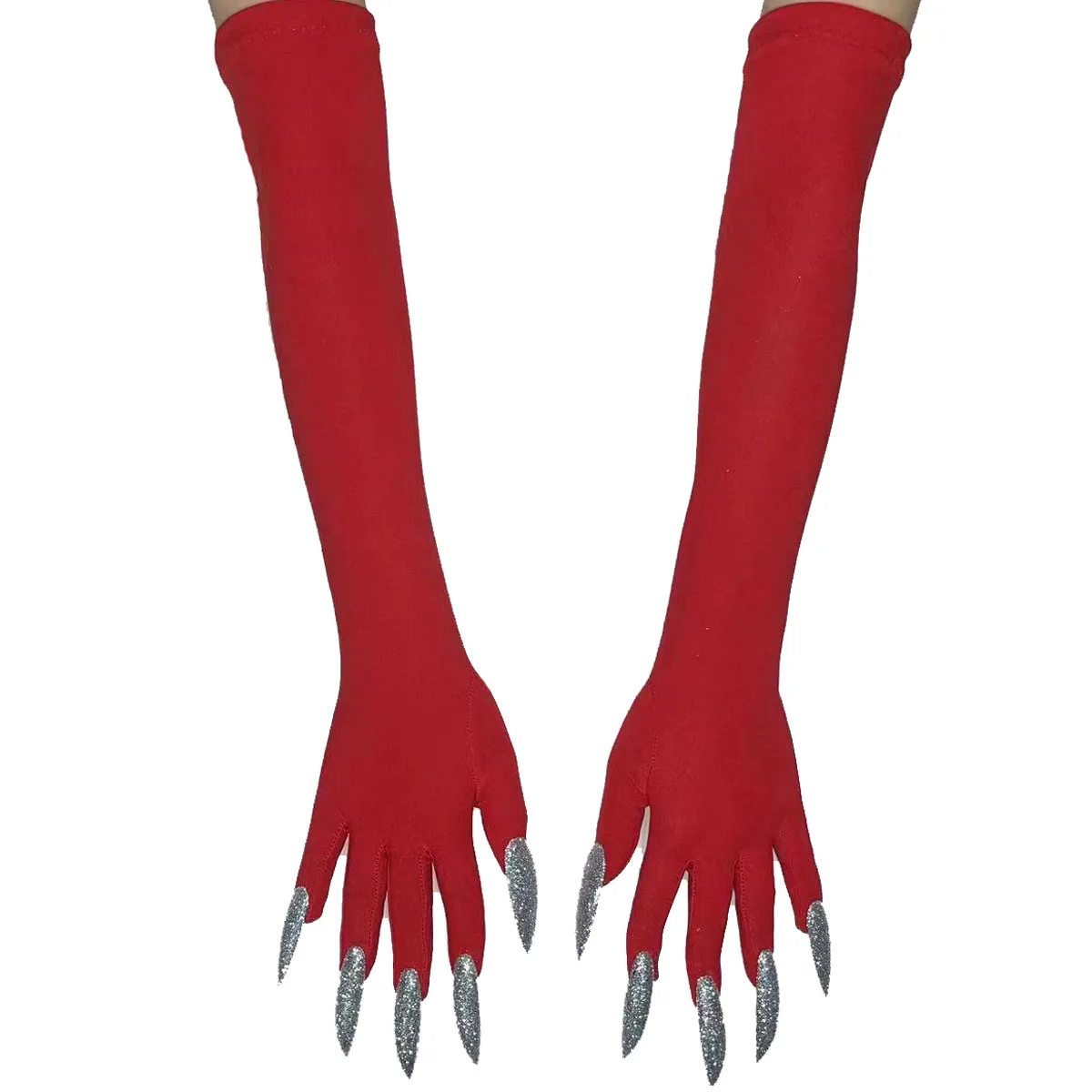 Halloween Ghost Claw Gloves - Cosplay Dress Up with Black Long Nails