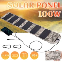 100 W/80 W/60 W แผงพลังงานแสงอาทิตย์แบบพับได้แบตเตอรี่เครื่องชาร์จ 5V Solar Cell USB พลังงานแสงอาทิตย์พับกระเป๋า Power Bank สําหรับโทรศัพท์ Camping ฉุกเฉิน 1