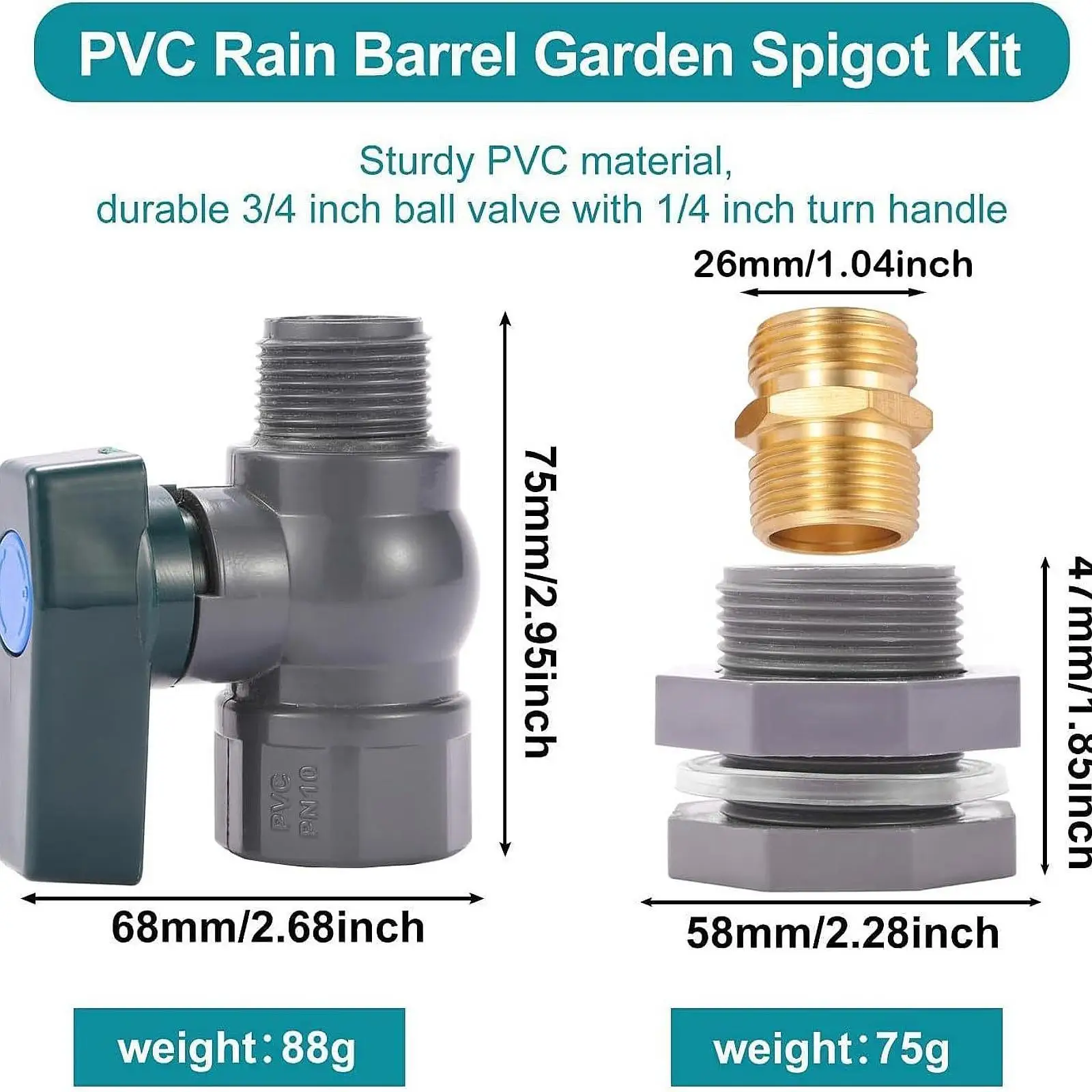 Water Barrel PVC Garden Diverter Kit Garden Faucet Kit 3/4 Water Barrel PVC Garden Diverter Kit Garden Faucet Kit 3/4