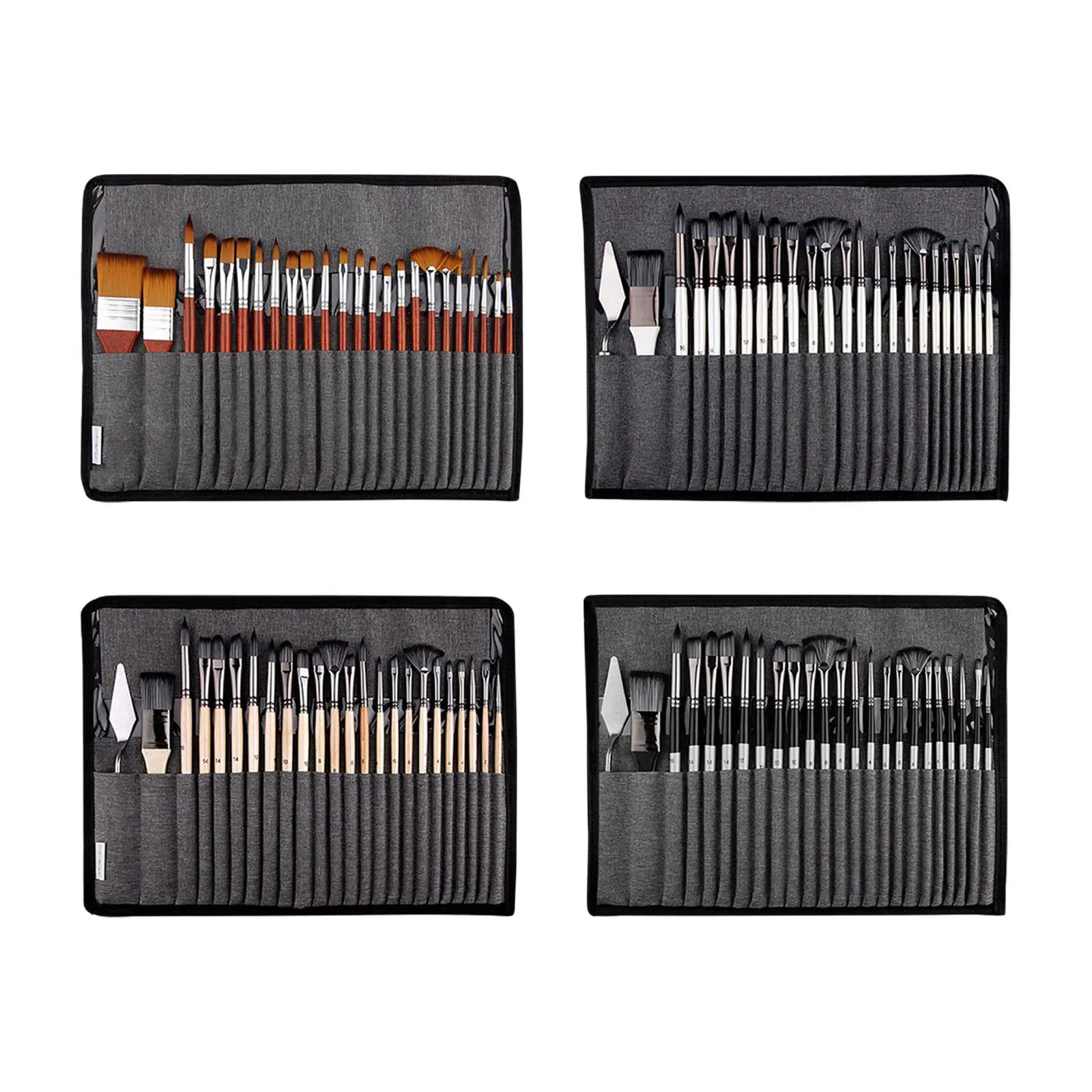 

25x Painting Brushes Easy Cleaning Gouache Comfortable Gripping Watercolor Paint Brush Set with Storage Bag Paintbrushes