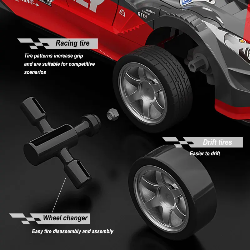 1:16 Infinitely Variable Remote Control Car 2.4G 4WD High-speed Drift Remote Control Racing GTR Children's Christmas Gift 5