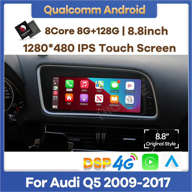 

Автомобильный видеоплеер, 8,8 дюйма, Android 13, GPS-навигация для Audi Q5 2009-2017, DVD, стерео, CarPlay, автомобильное радио, головное устройство