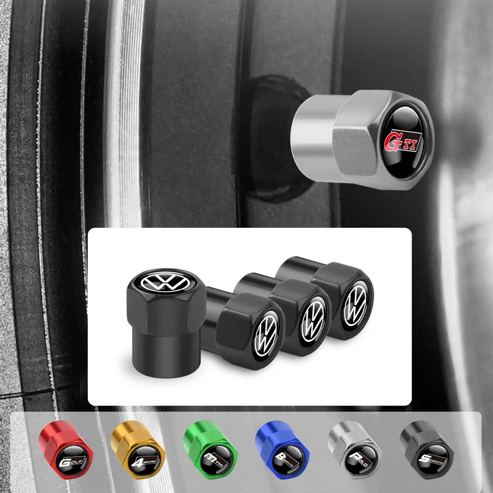 4Pcs 3D Metal Car Wheel Cover Tire Valve Stem Caps Accessori Auto Per Volkswagen Vw Gti R Line Golf Polo Tiguan Passat Touran
