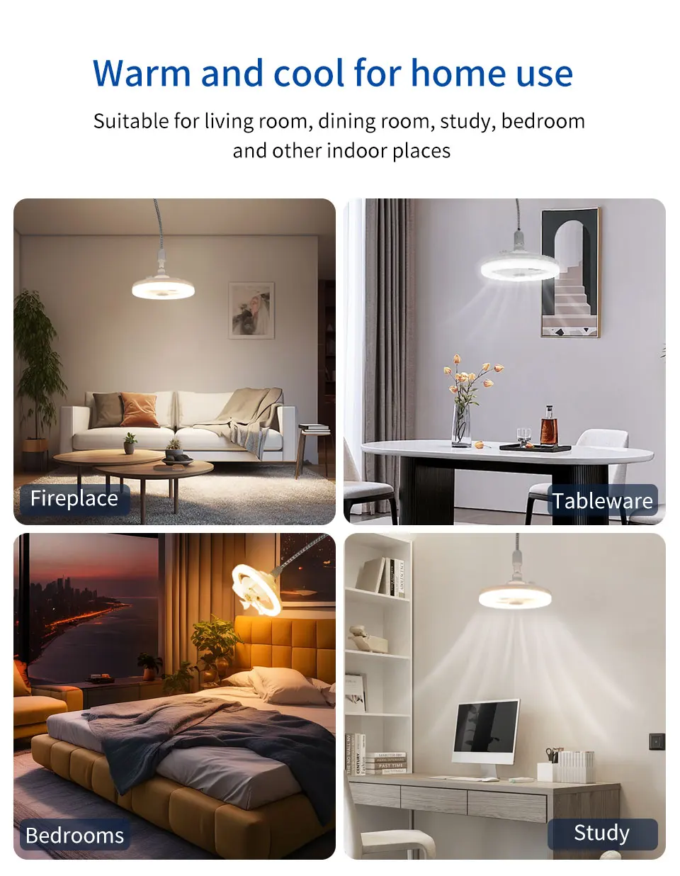 Description Picture 6 of itemSmart Ceiling Fan Light Bedroom Living Room Modern Simple Decor Lights Home Intelligent Remote Control Restaurant LED Fan Light