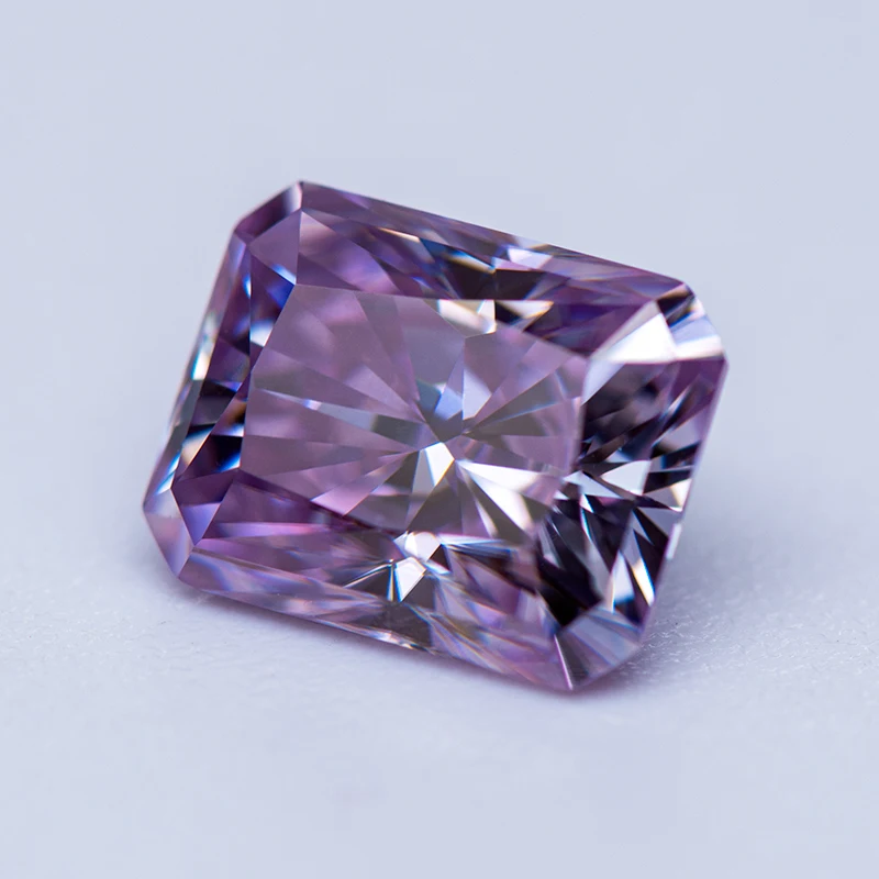Moissanite Stone Light Purple Color Radiant Cut Lab Grown Diamond DIY Ring Necklace Earrings Main Materials with GRA Certificate