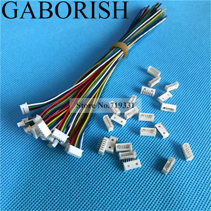 10 세트 마이크로 JST 1.25mm 6 핀 암수 직각 커넥터, 와이어 150mm 90 ° 플러그connector with