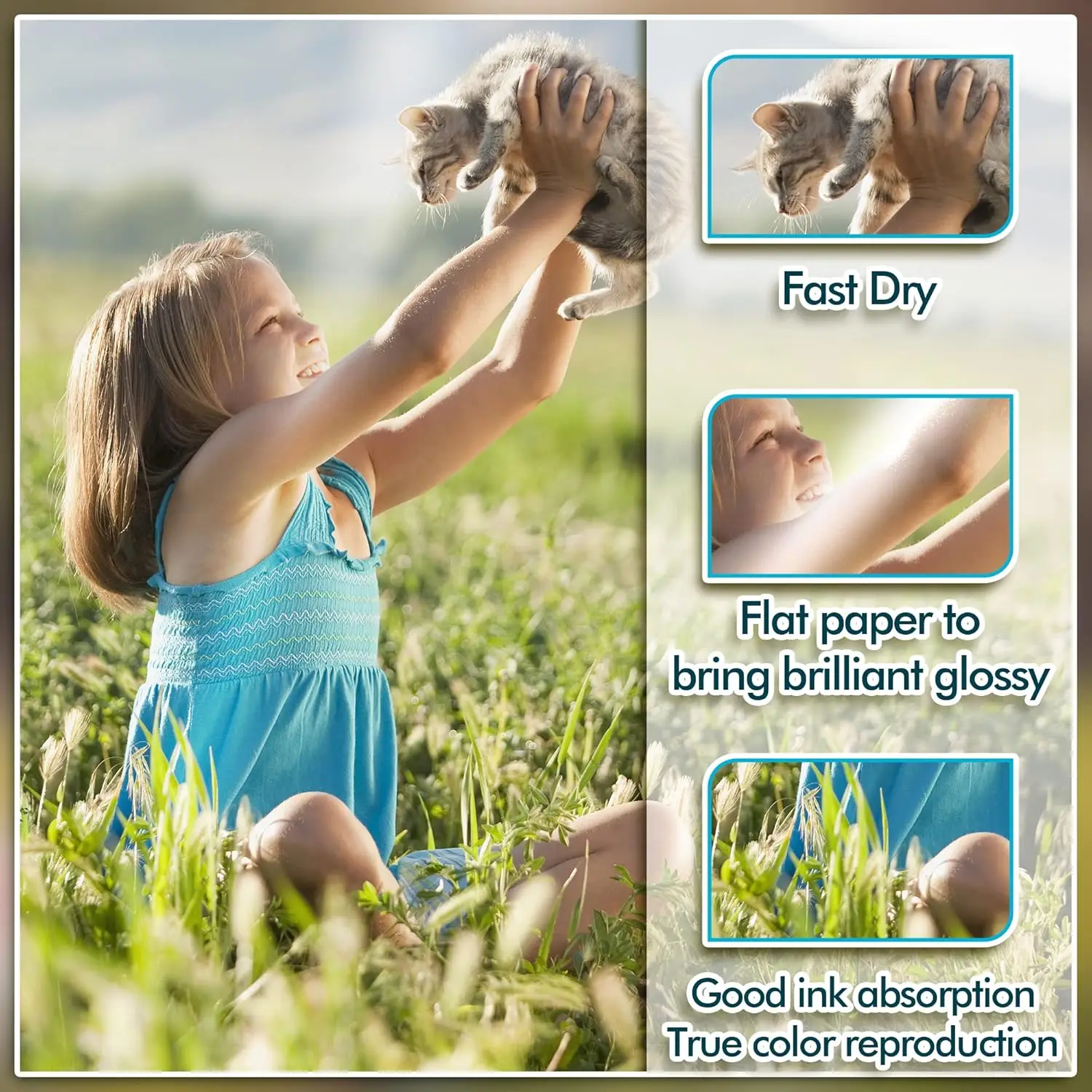 A4 양면 광택 사진 용지, 50매 160gsm 두꺼운 용지, 잉크젯 프린터와 호환 가능, 사진 및 프로젝트 전용