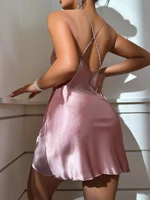 Valentine's Day sexy backless ice silk slip dress summer pajamas short women's home dress simulation silk nightdress - Image 2