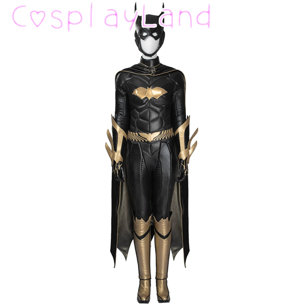 Arkham Knight Barbara Gordon Costume Cosplay Battle Bat Suit Con Cape Mask Tuta Nera Halloween Carnival Women Outfit
