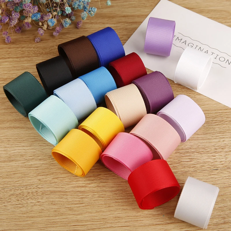 양면 단색 폴리에스터 골지 리본, 수제 DIY 활 헤어 액세서리 선물 상자, 꽃 포장 스레드 리본