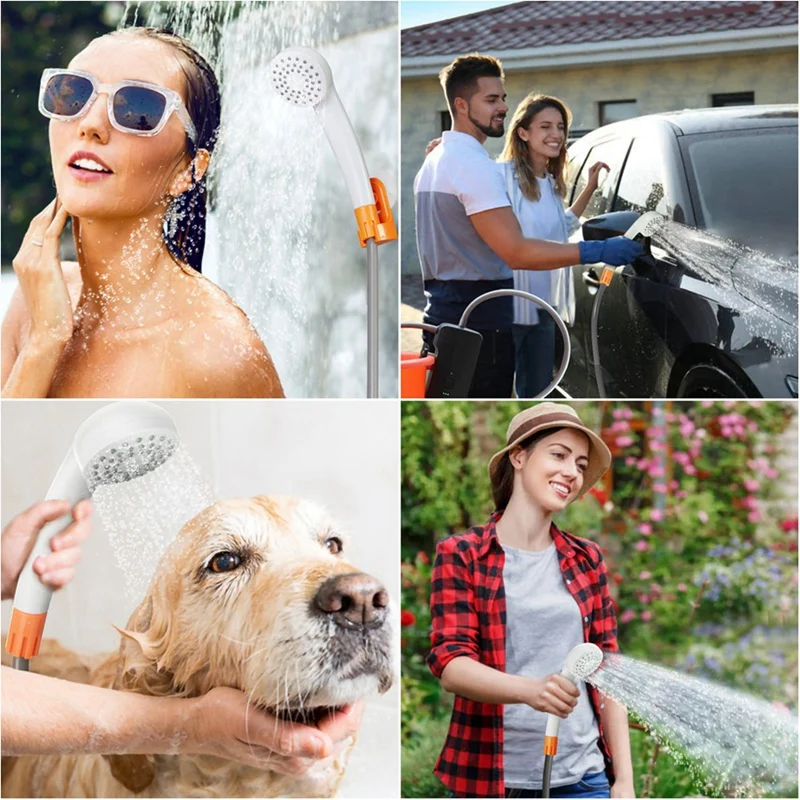 Outdoor Shower Portable Electric Shower Pump Waterproof With 2-Level Water Flow For Camping Hiking Picnic-AT95