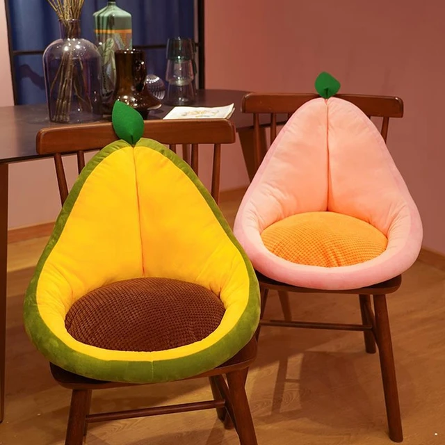 WUYU Cartoon Fruit Seat Cushion with Backrest Non Slip Chair Cushion  Semi-Enclosed Plush Chair Pads for Office Home Sofa (Mangosteen)