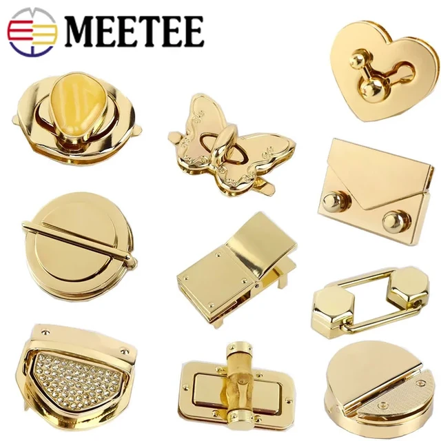 1Pc Meetee Metal Clasp Turn Lock Twist Locks Round Rectangle Bag Decor  Buckles DIY Handbag Purse Hardware Replace Accessories