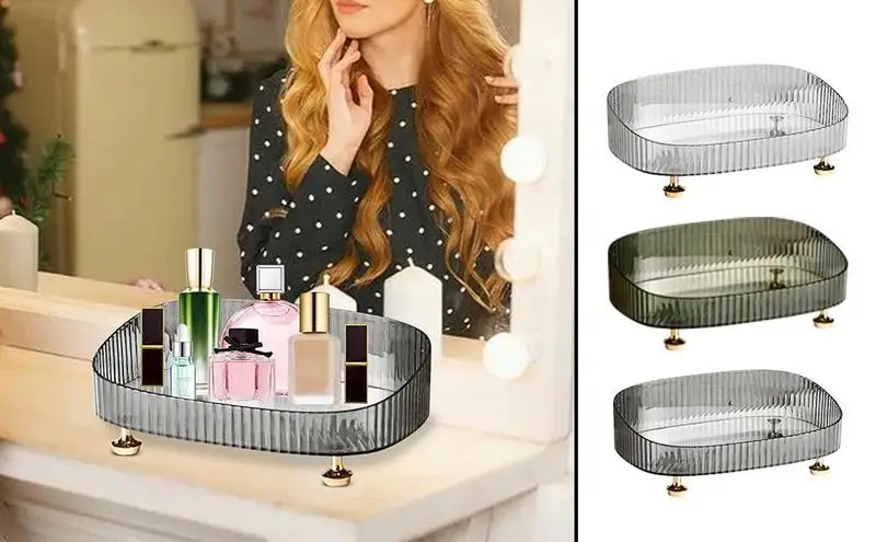 

Perfume Skincare Organizer Tray Toilet Dresser Countertop Cosmetics Storage Rack Anti Fall Makeup Perfume Box Beauty Essentiales