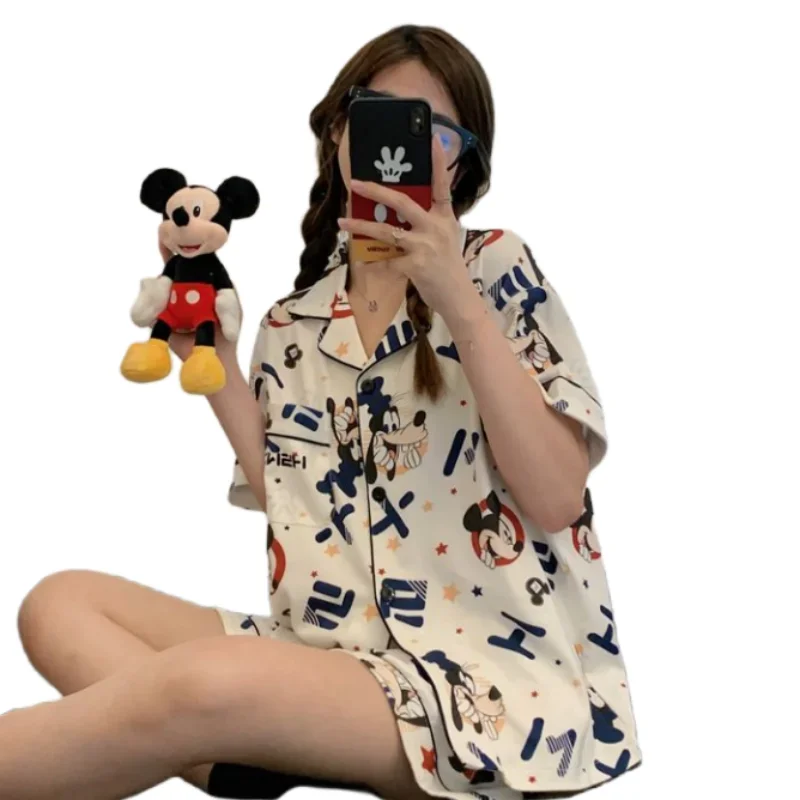 Disney summer Mickey Mouse short-sleeved high-end cute home clothes set creative personality Donald Duck cartoon pajamas gift