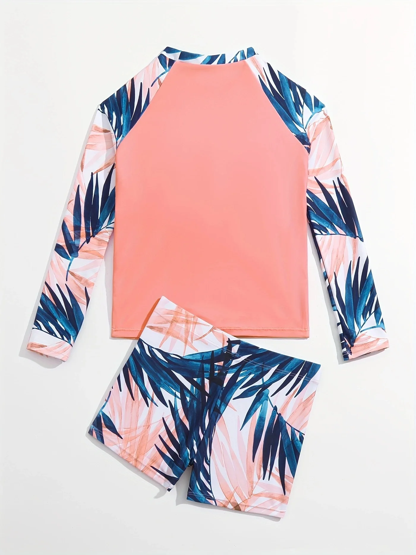 Girls Swimwear Girls One Piece Swimsuit Girl Swimsuit New Pink Print Long Sleeve Children Swimwear Summer Kids Beach Wear Shorts Swimming Bathing Suit For Girls