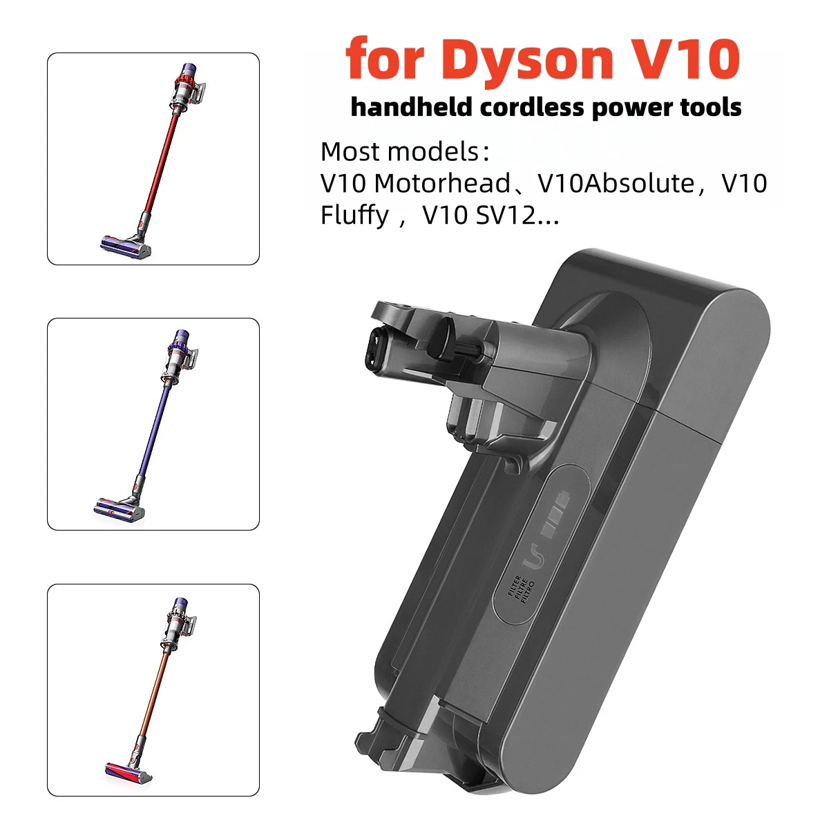 Battery For Dyson V10 12800mAh 25.2V For Dyson SV12 Battery Absolute Animal Li-ion Vacuum Cleaner Rechargeable BATTERY SV12