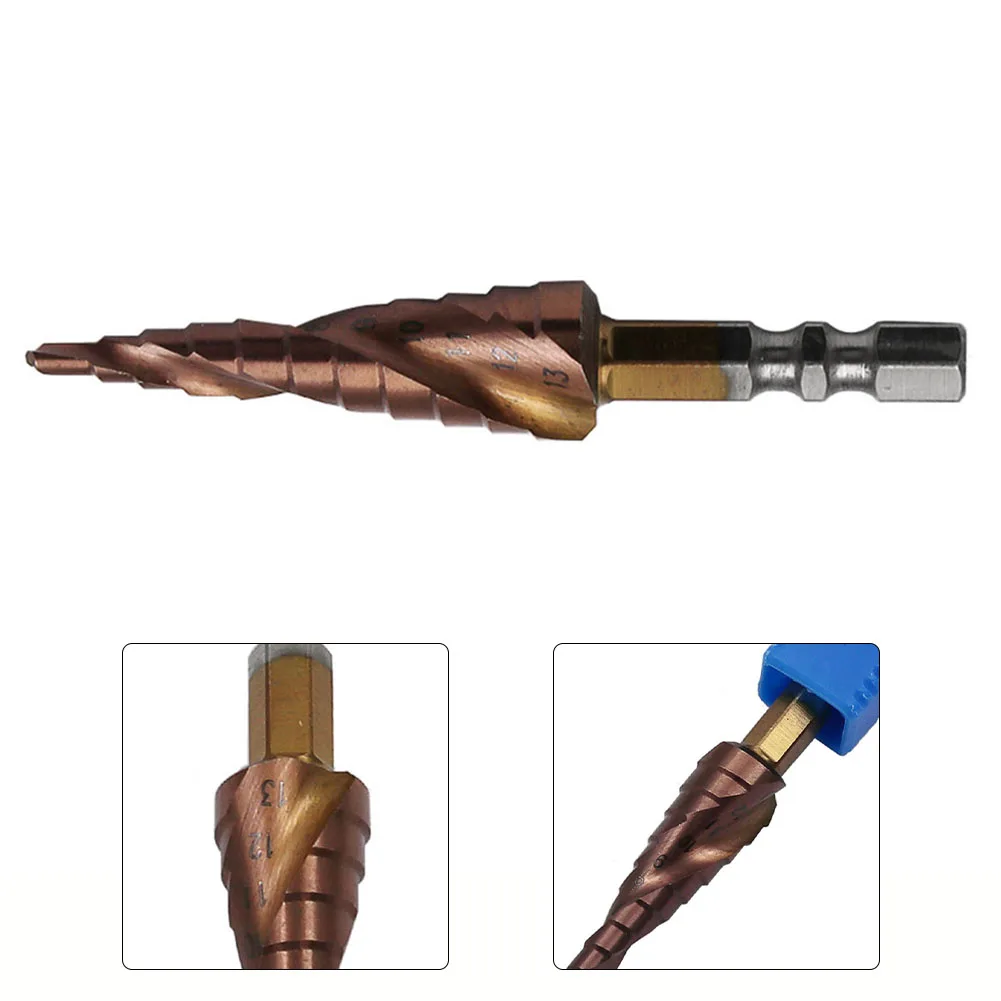 

Cobalt Step Drill Bit HSS-Co M35 Drilling 3-13mm 1/4 Inch Hex Shank Woodworking Bits High-end Plastic Packaging Power Tools