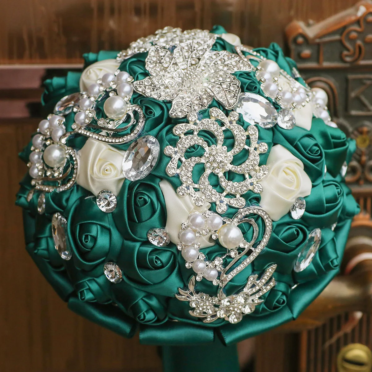 Elegance Royal Blue Bridal Bouquet Silver rhinestone handmade rose Bridesmaid Eternal 228Dbouquet gift wedding supplies W228D