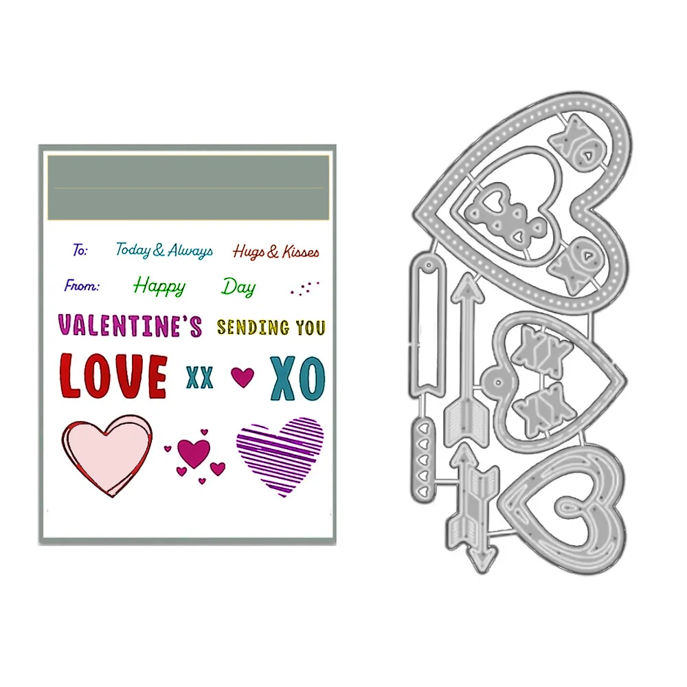 해피 발렌타인 이스터 클리어 스탬프 및 커팅 다이 프랑스어 독일어 다이 스크랩북용 신상품 2026 카드 제작 공예