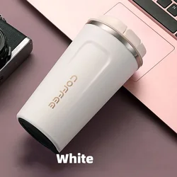 Stainless Steel Leak-Proof Travel Coffee Mug - 380/510ml Thermal Insulated Office Cup - 380ml (WHITE)