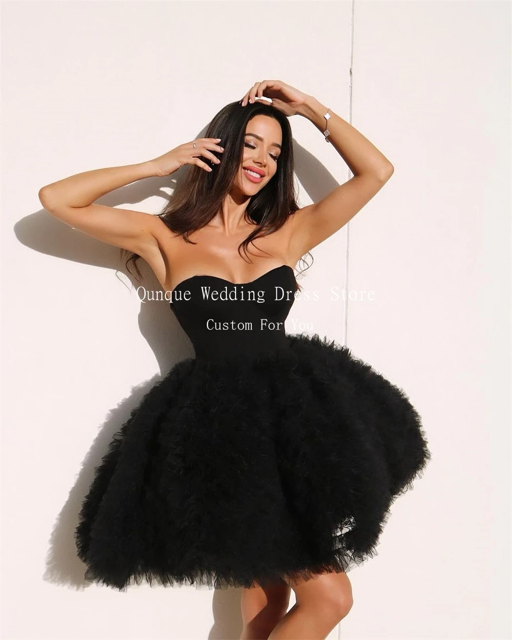 Qunque Short Ball Gown Birthday Party Dress A-line Tulle Luxury Evening Dresses Cocktail Dresses Vestidos De Festa