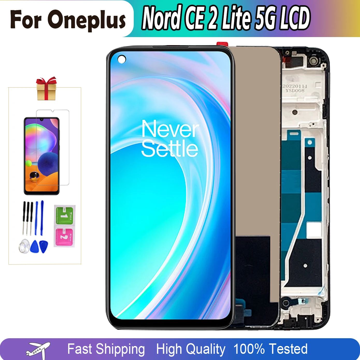 

Display Original For OnePlus Nord CE 2 Lite 5G CPH2381 CPH2409 Screen Frame Touch Panel Digitizer For OnePlus Nord CE2 Lite LCD