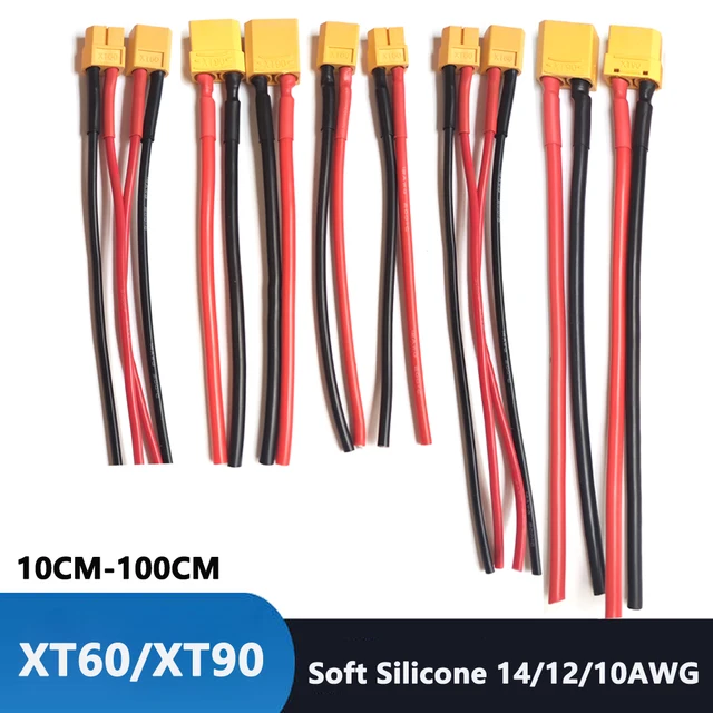 XT60 XT90 หญิง/ชายปลั๊กแบตเตอรี่ขั้วต่อขนานซิลิโคนยืดหยุ่น Wire14AWG /12AWG/10AWG สําหรับ RC LiPo แบตเตอรี่มอเตอร์ 1