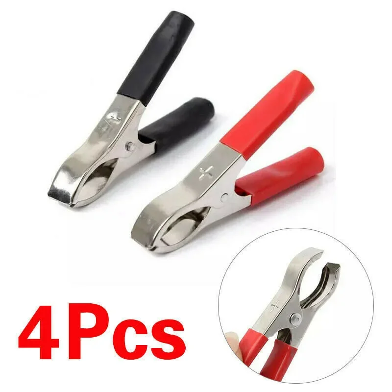 4Pcs Alligator Clips 30A 75MM Crocodile Alligator Clips Car Van Battery Test Lead Insulated Test Set For Battery Chargers-Tools