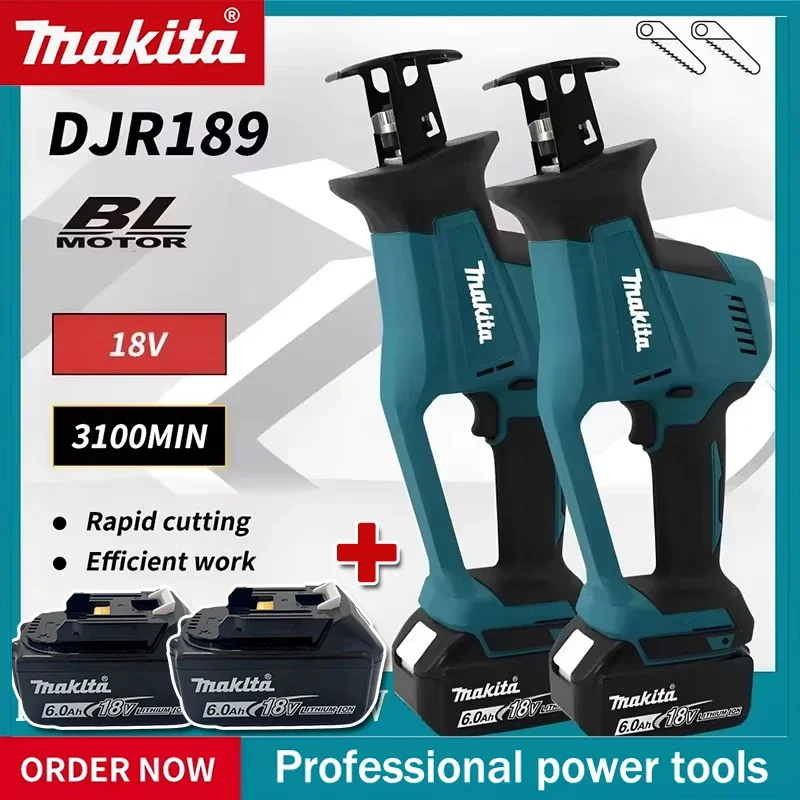 Makita DJR189 무선 전기 왕복톱 브러시리스 충전식 목재 금속 절단 톱 18V용 휴대용 톱 전동 공구