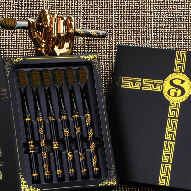 6개/상자; 효율적인 청소를 위한 고급 껌 보호 부드러운 강모 칫솔; 남성과 여성을 위한 고급 패션; 적합한