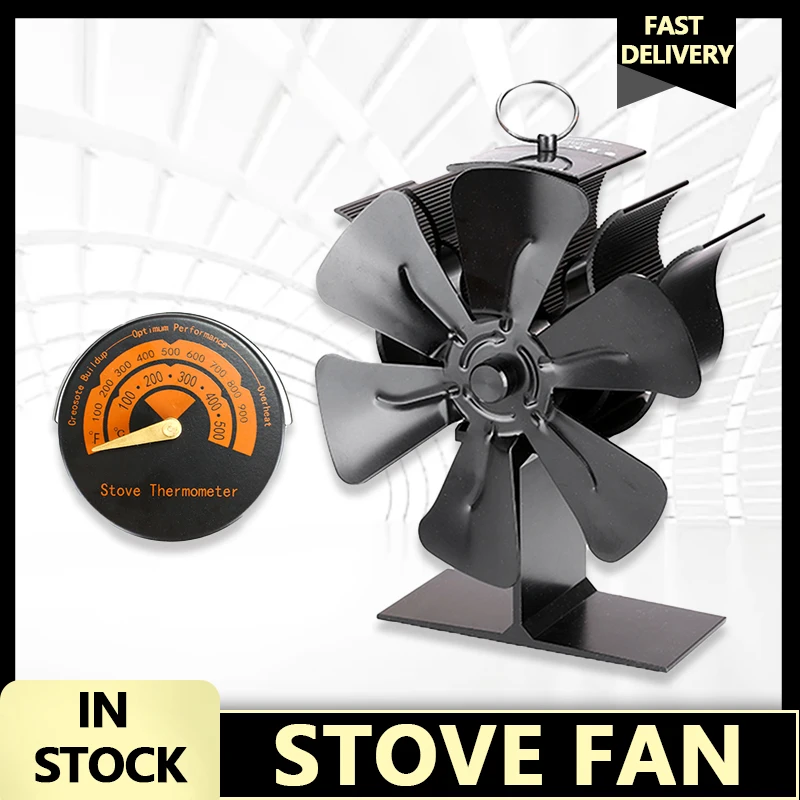 New Mini Black Fireplace Thermal Power Wooden Wall Stove Fan with 5/6