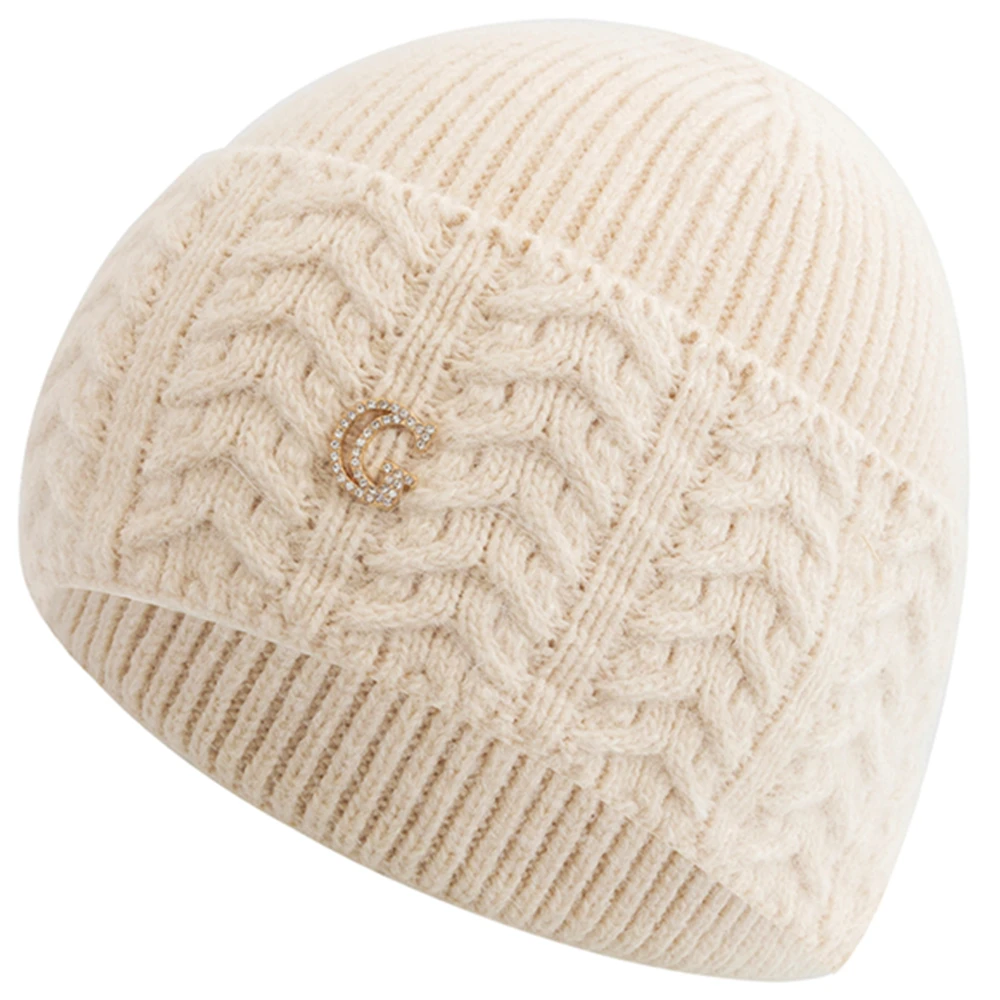 New Style Simple Dandy Winter Hat G Letter Decor Rabbit Fur Beanie Elegant Winter Hats For Women Candy Colors Warm Knit Hats