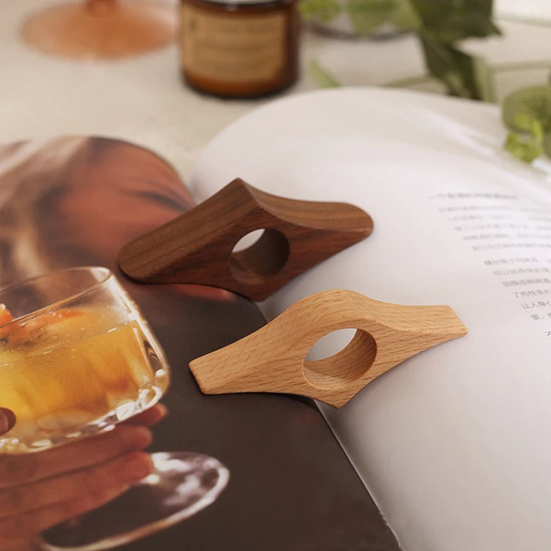 Thumb Page Book Holder Reading Accessory Solid Wooden Thumb Bookmark One Hand Reading Book Support Aids Tools