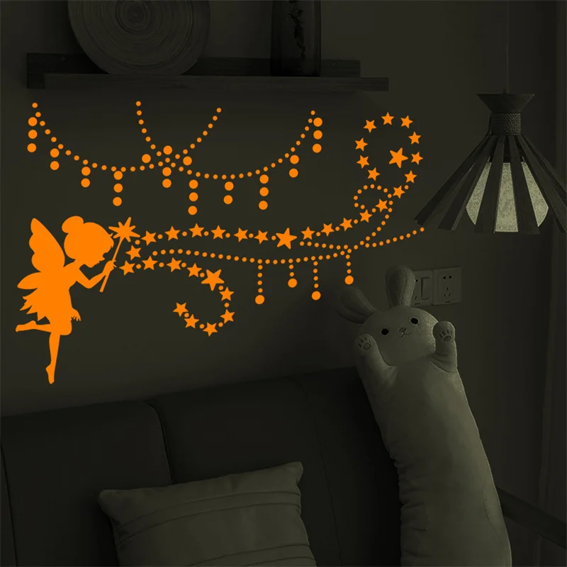 Fairy Stars Glow In The Dark Wall Decals - Removable Fluorescent Stickers For Bedroom, Living Room Decor - View #6