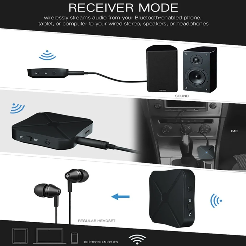 PzzPss Bluetooth 5.0 4.2 Receiver and Transmitter Audio Music Stereo Wireless Adapter RCA 3.5MM AUX Jack For Speaker TV Car PC bluetooth adapter bluetooth audio receiver bluetooth transceiver adapter audio adapter bluetooth aux adaptor