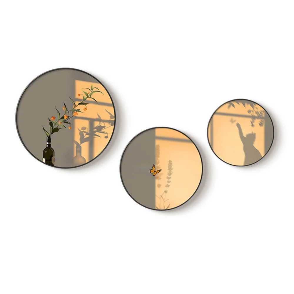 Licht, schaduw, groene planten, Scandinavische bank achtergrond wanddecoratie schilderij, houten stijl helende serie circulaire_voghion.com