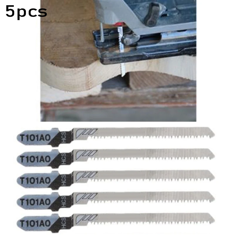 

5pcs 82mm T101AO HCS Steel T-Shank Jigsaw Blades Curve Cutting Tool For Cutting Wood Plastic Tool Accessories