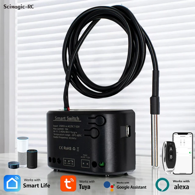 Wifi Temperature Sensor Tuya Smart Wifi Rf433 Intelligent Thermostat Switch 10A Data Monitoring Alexa Google Home Compatible