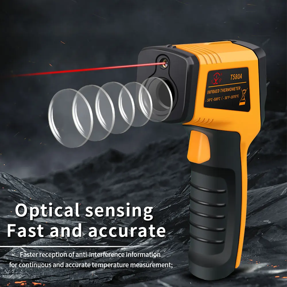 NJTY T380 T580A High Precision Infrared Thermometer Water Thermometer Baking and Kitchen Industrial Thermometer